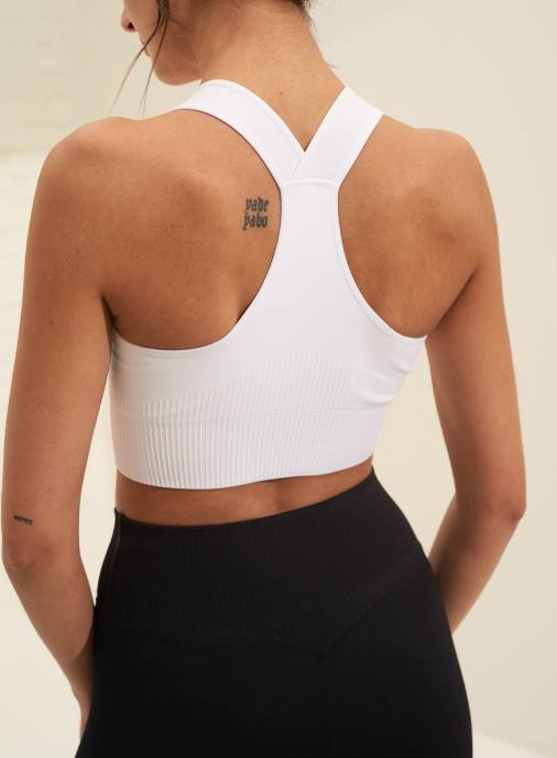 kvinnor AIM'N vit ribbad bh med högt stöd Kläder NBT4206