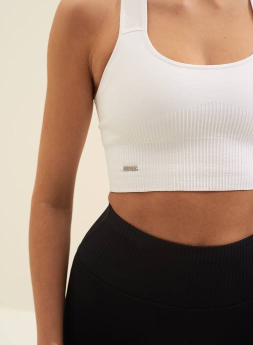 kvinnor AIM'N vit ribbad bh med högt stöd Kläder NBT4206