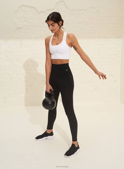 kvinnor AIM'N vit ribbad bh med högt stöd Kläder NBT4206