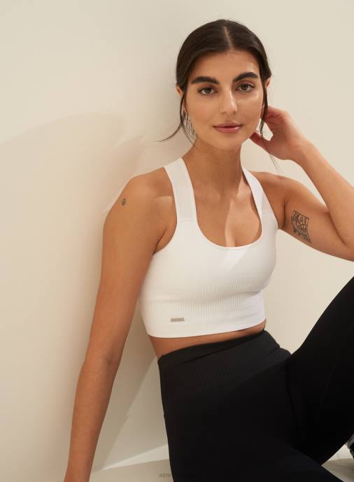 kvinnor AIM'N vit ribbad bh med högt stöd Kläder NBT4206