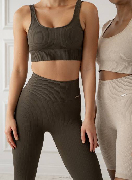 kvinnor AIM'N khaki ribbad sömlösa tights Kläder NBT460