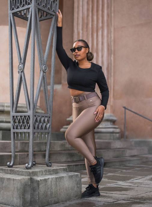 kvinnor AIM'N macchiato shimmer strumpbyxor med bälte Kläder NBT440