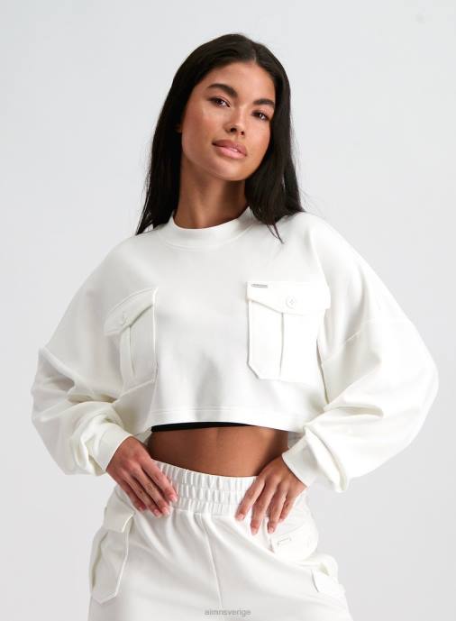 kvinnor AIM'N benvit bekväm cargo sweatshirt Kläder NBT4678