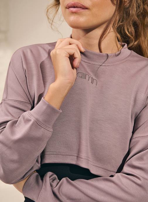 kvinnor AIM'N dammig violett bekväm beskuren sweatshirt Kläder NBT4688