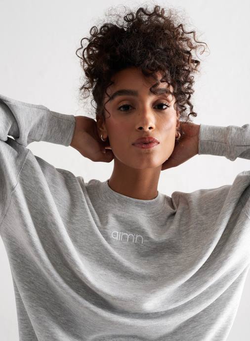 kvinnor AIM'N ljusgrå melange bekväm sweatshirt Kläder NBT4652