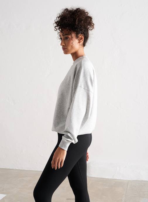 kvinnor AIM'N ljusgrå melange bekväm sweatshirt Kläder NBT4652