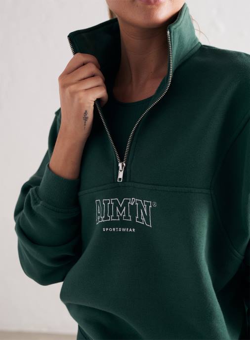 kvinnor AIM'N pinjegrön college sweat halv dragkedja Kläder NBT4637
