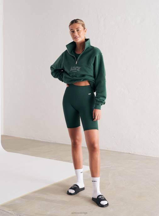 kvinnor AIM'N pinjegrön college sweat halv dragkedja Kläder NBT4637