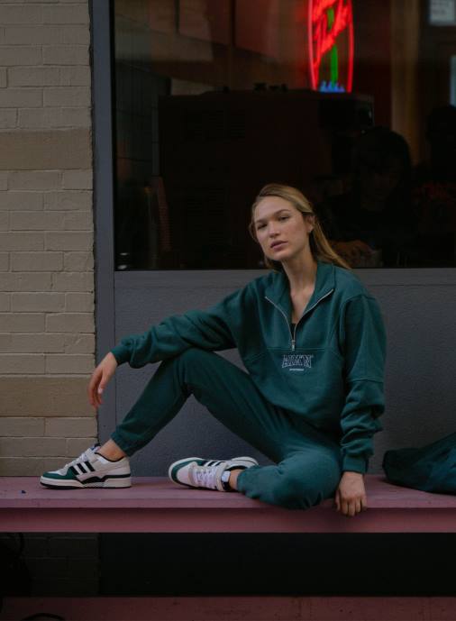 kvinnor AIM'N pinjegrön college sweat halv dragkedja Kläder NBT4637