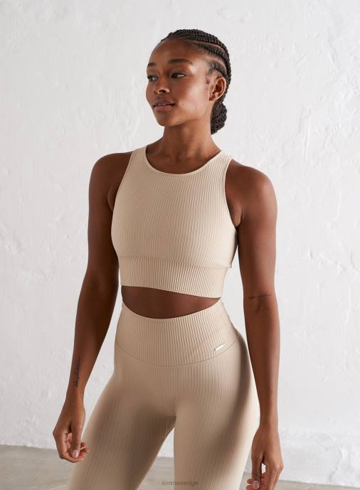 kvinnor AIM'N cafe au lait räfflad sömlös crop top Kläder NBT4254