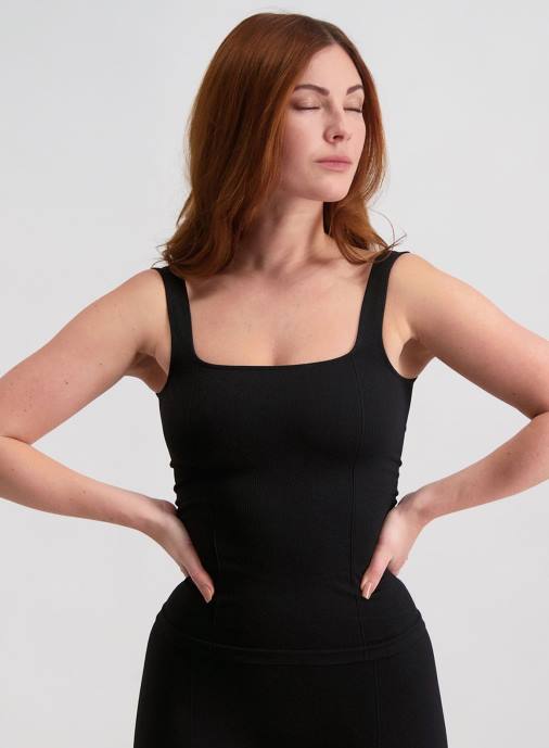 kvinnor AIM'N svart lyxig sömlös singlet Kläder NBT4332