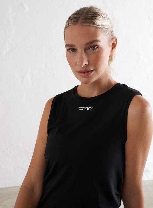 kvinnor AIM'N svart mjuk basic ärmlös topp Kläder NBT4348