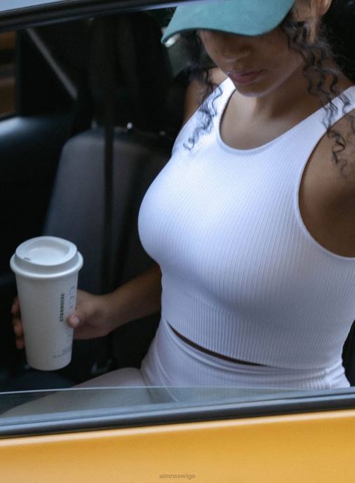 kvinnor AIM'N vit ribbad sömlös crop top Kläder NBT4150